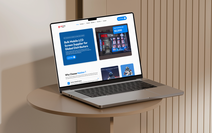 Free MacBook Pro mockup on round table (Mockuuups Studio)